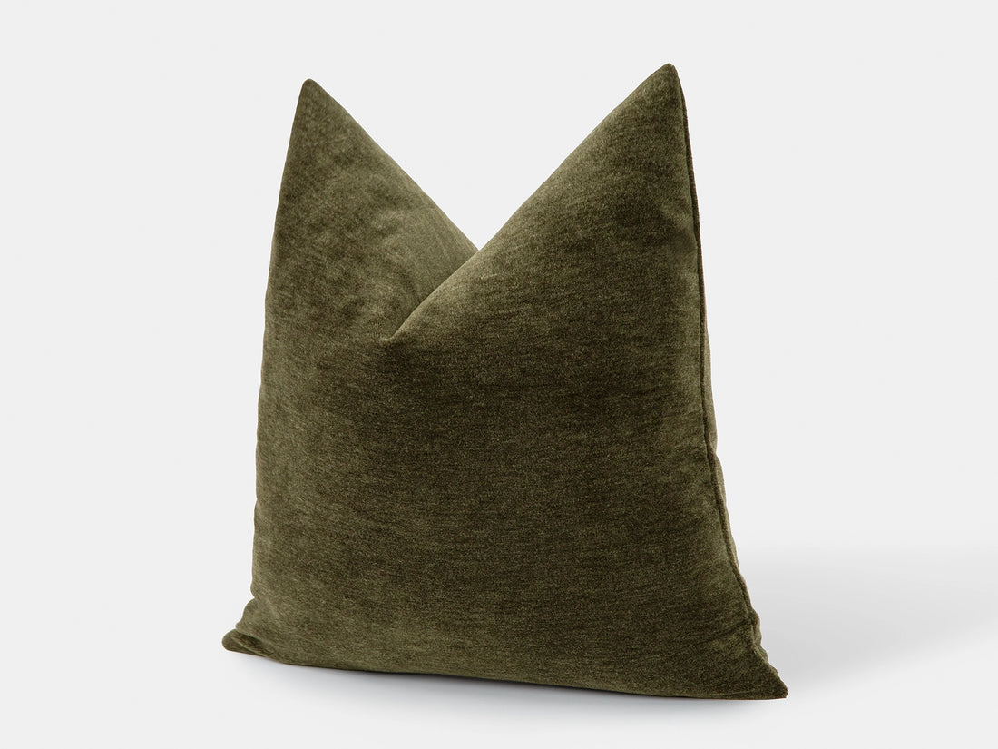 Olive Mohair Velvet Pillow Cover