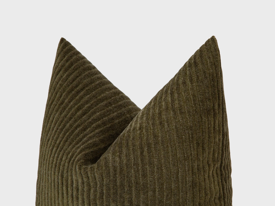 Olive Corduroy Mohair Velvet Pillow Cover