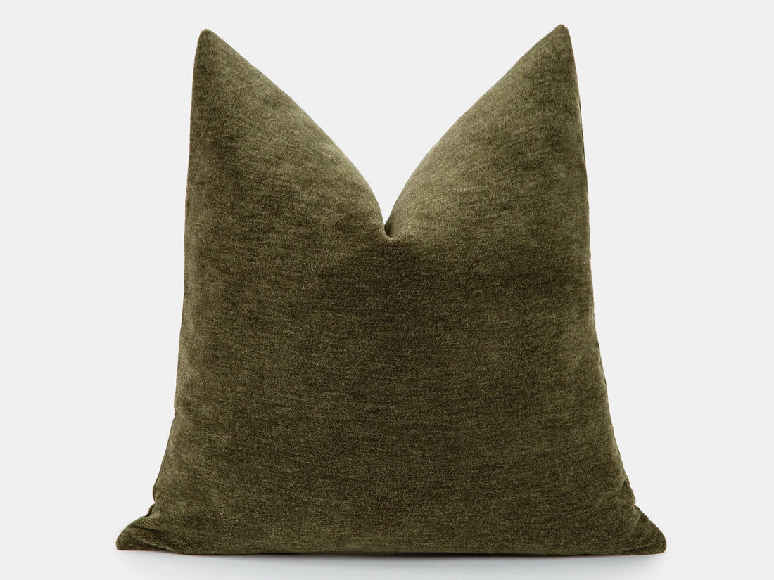 Olive Mohair Velvet Pillow Cover