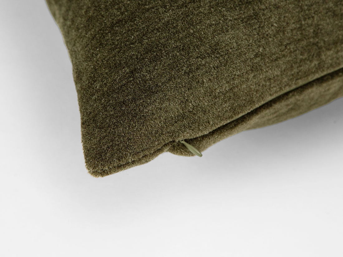 Olive Mohair Velvet Pillow Cover