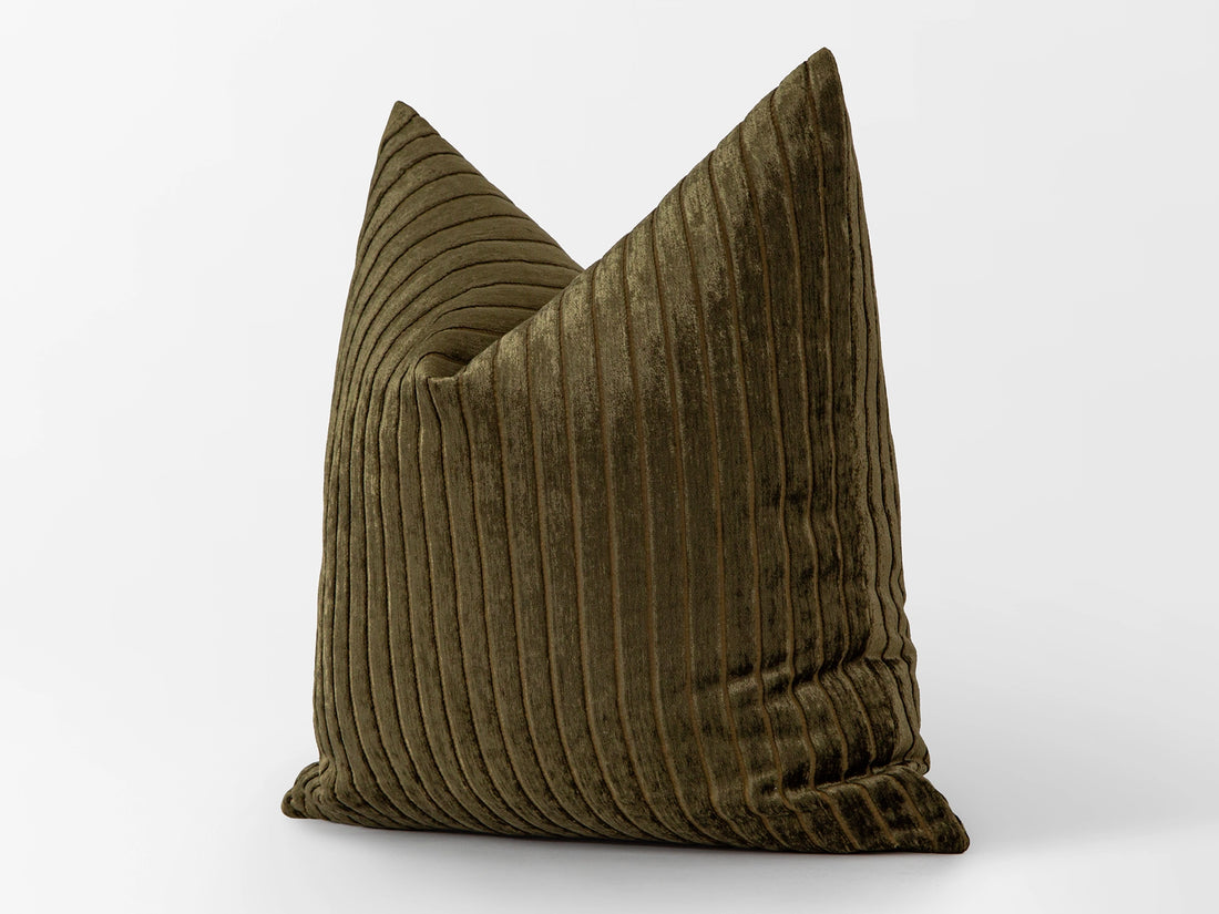 Dark Olive Shiny Velvet Pillow Cover