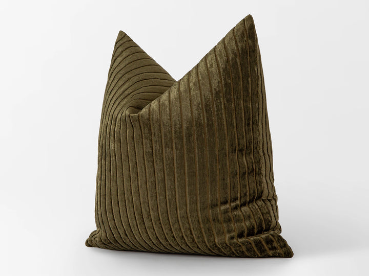 Dark Olive Shiny Velvet Pillow Cover