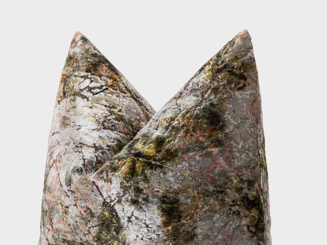 Antique Olive Watercolor Velvet Pillow Cover