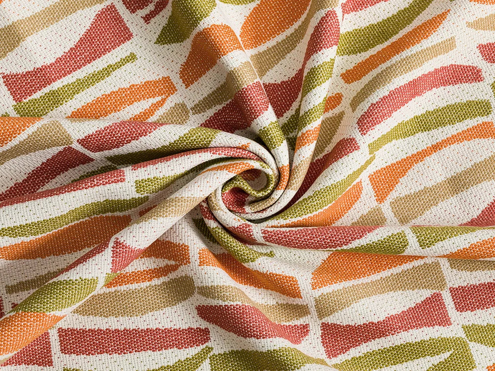 Orange Geometric Outdoor Upholstery Fabric