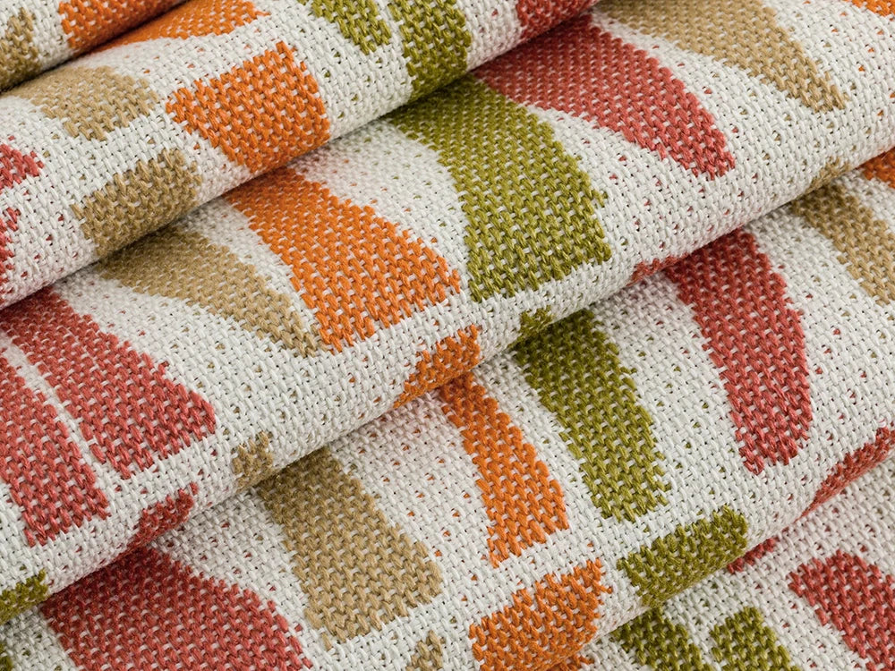 Orange Geometric Outdoor Upholstery Fabric