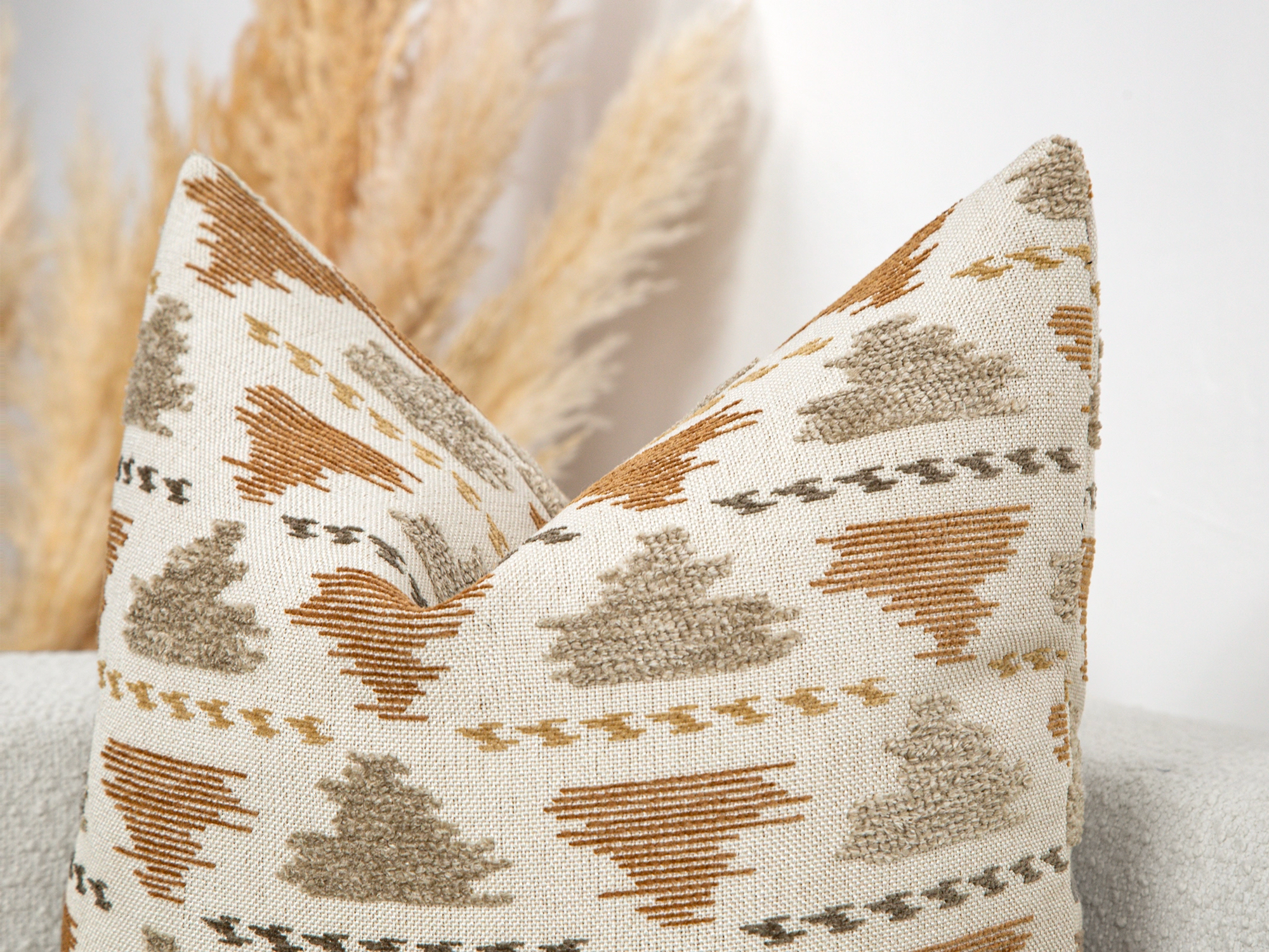 Dusty Orange Textured Geometric Pillow Cover