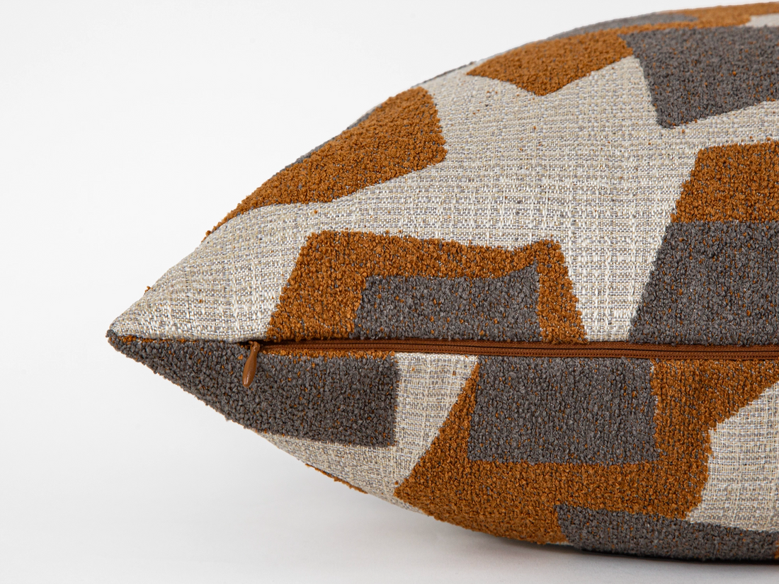 Burnt Orange Geometric Textured Pillow Cover