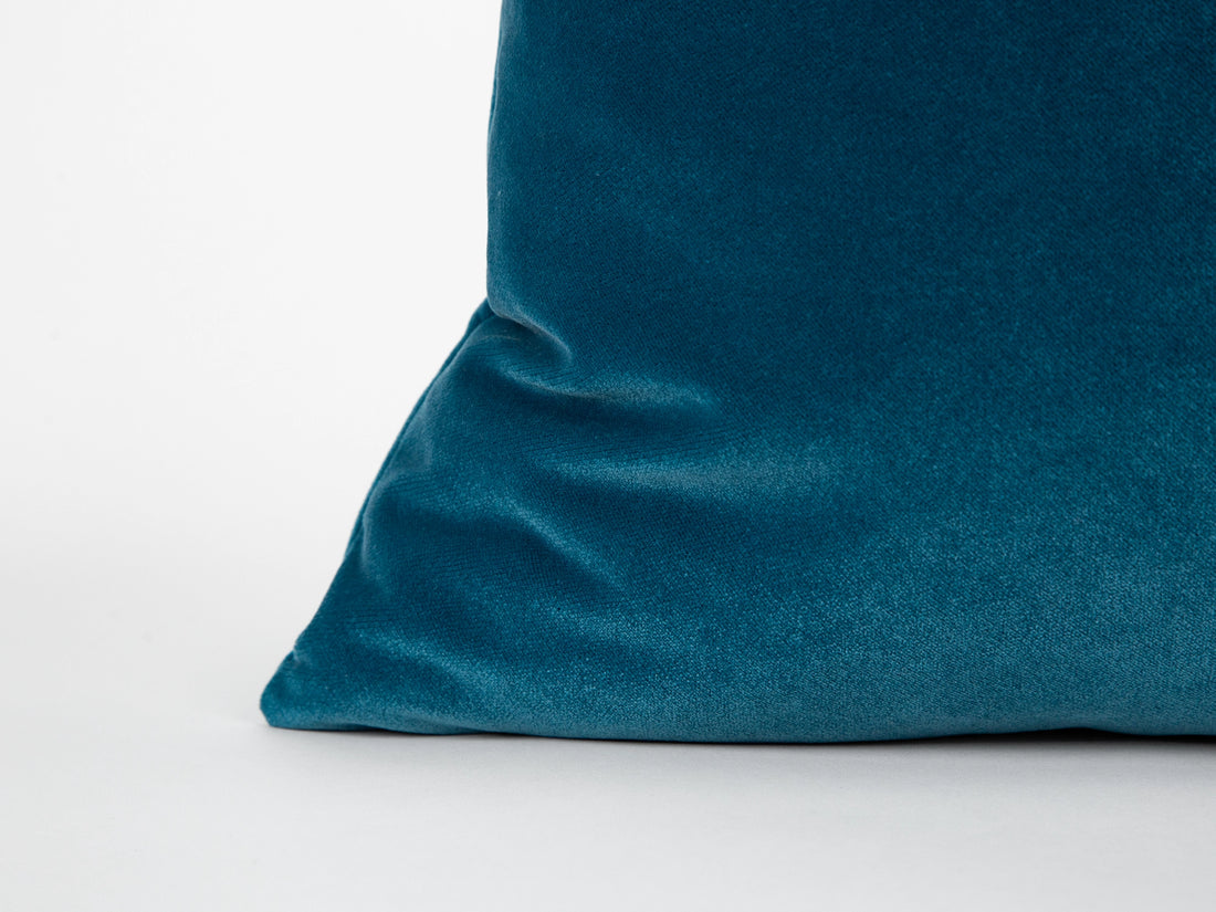 Peacock Blue Velvet Pillow Cover