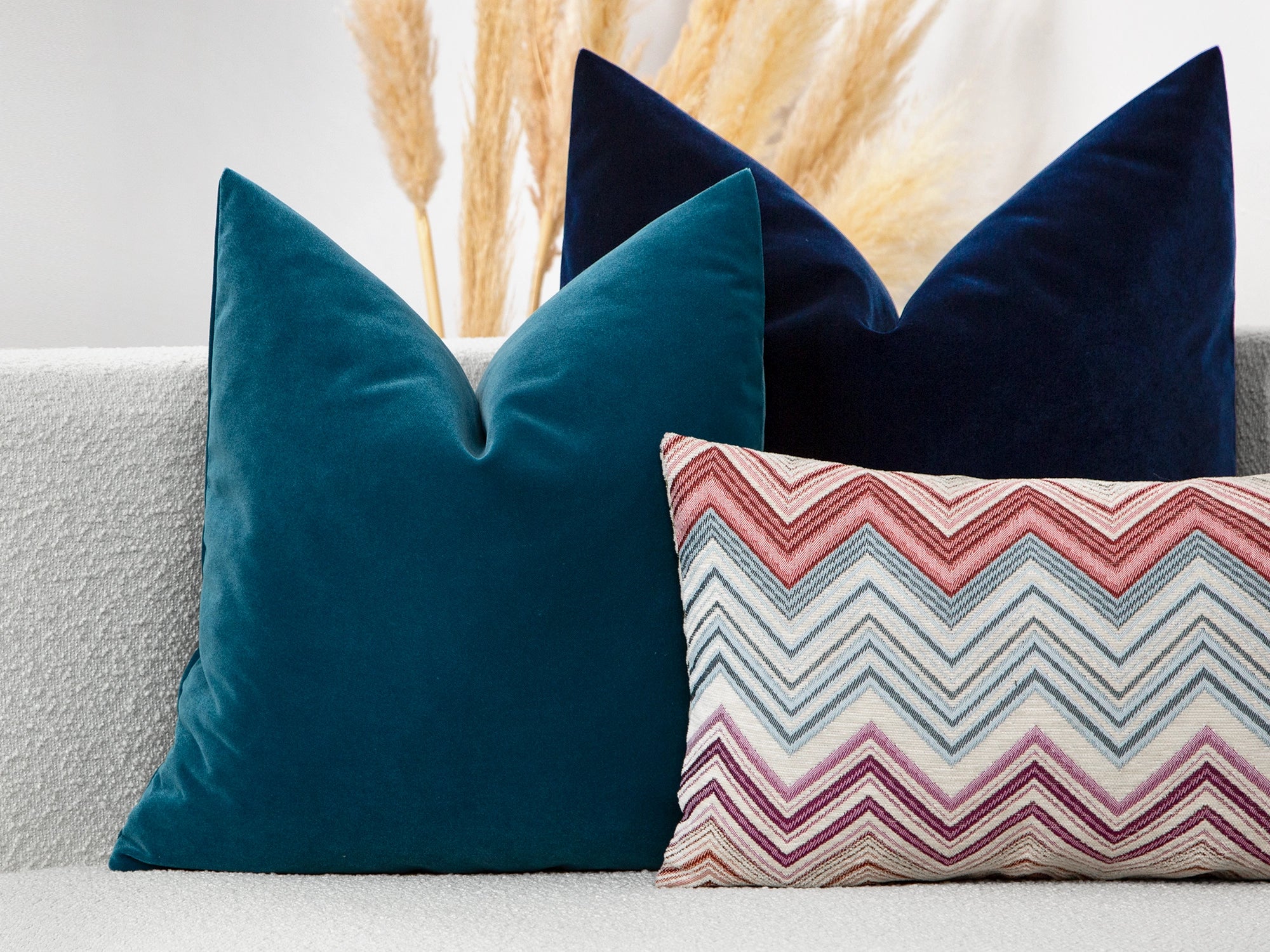 Peacock Blue Velvet Pillow Cover
