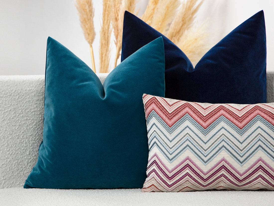 Peacock Blue Velvet Pillow Cover