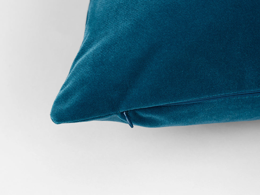 Peacock Blue Velvet Pillow Cover