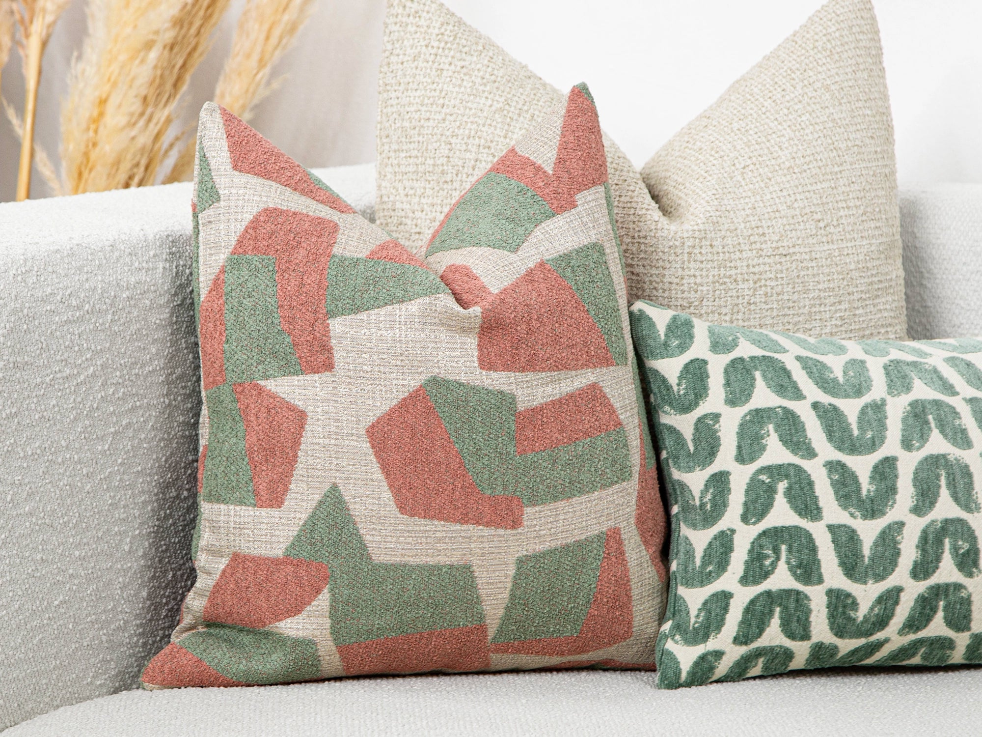 Pink Geometric Textured Pillow Cover