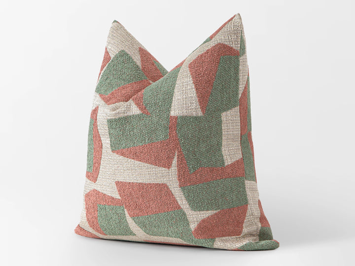 Pink Geometric Textured Pillow Cover