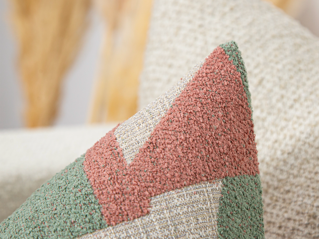 Pink Geometric Textured Pillow Cover