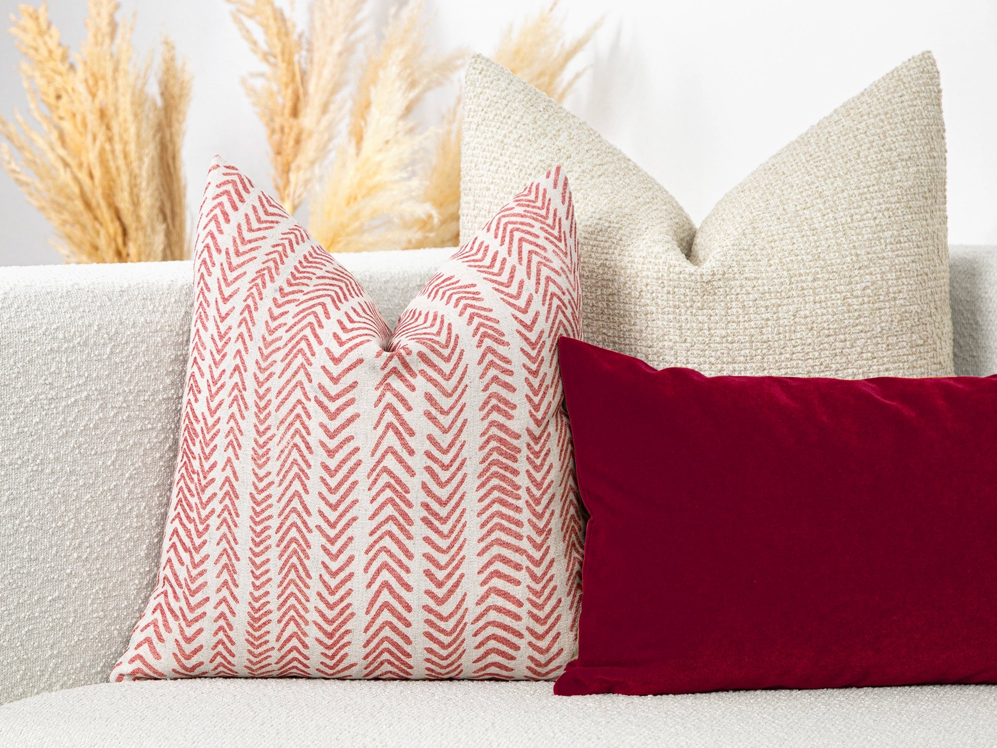 Pink Red Mud cloth Pillow Cover