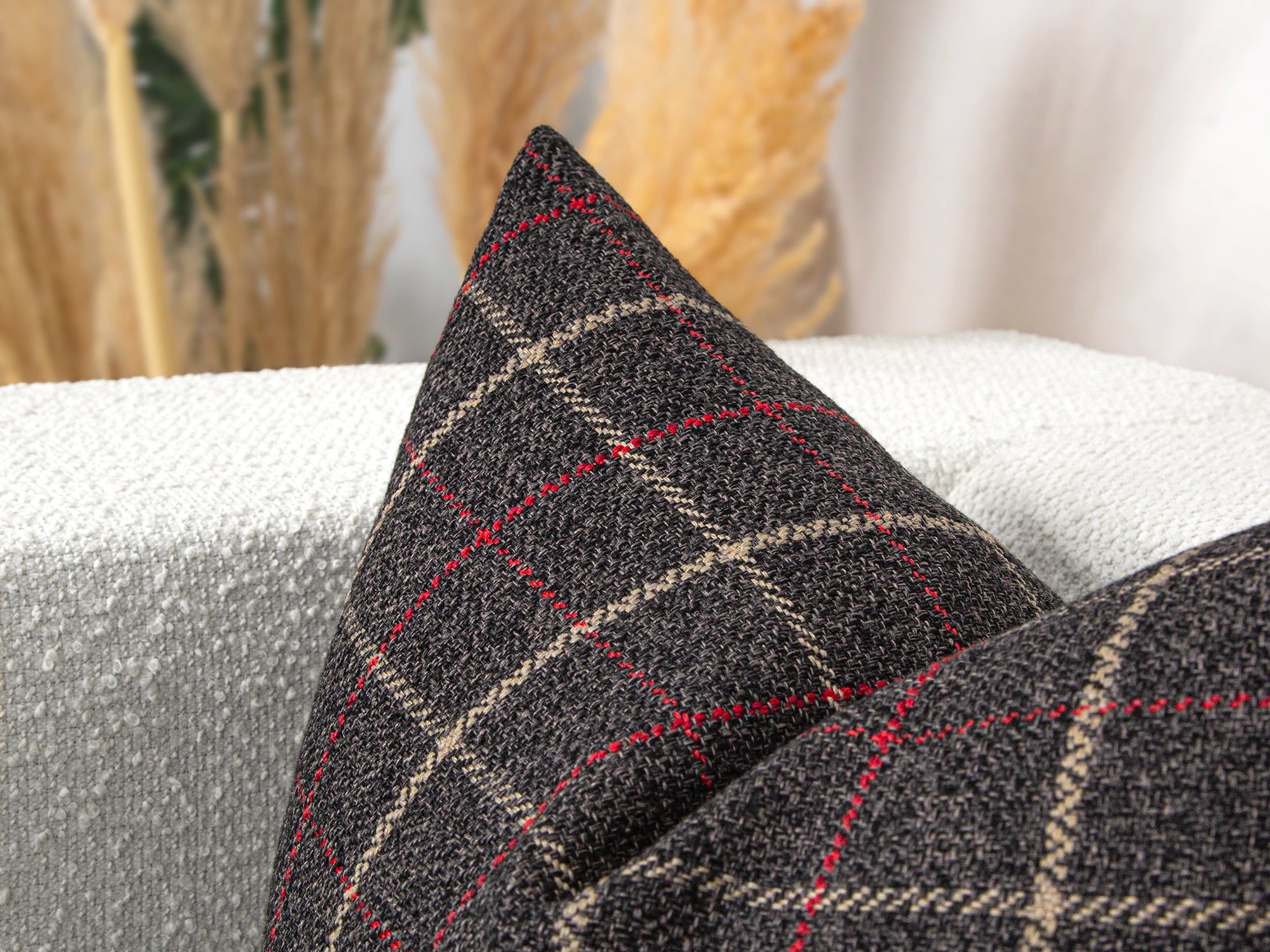 Charcoal Plaid Pillow Cover