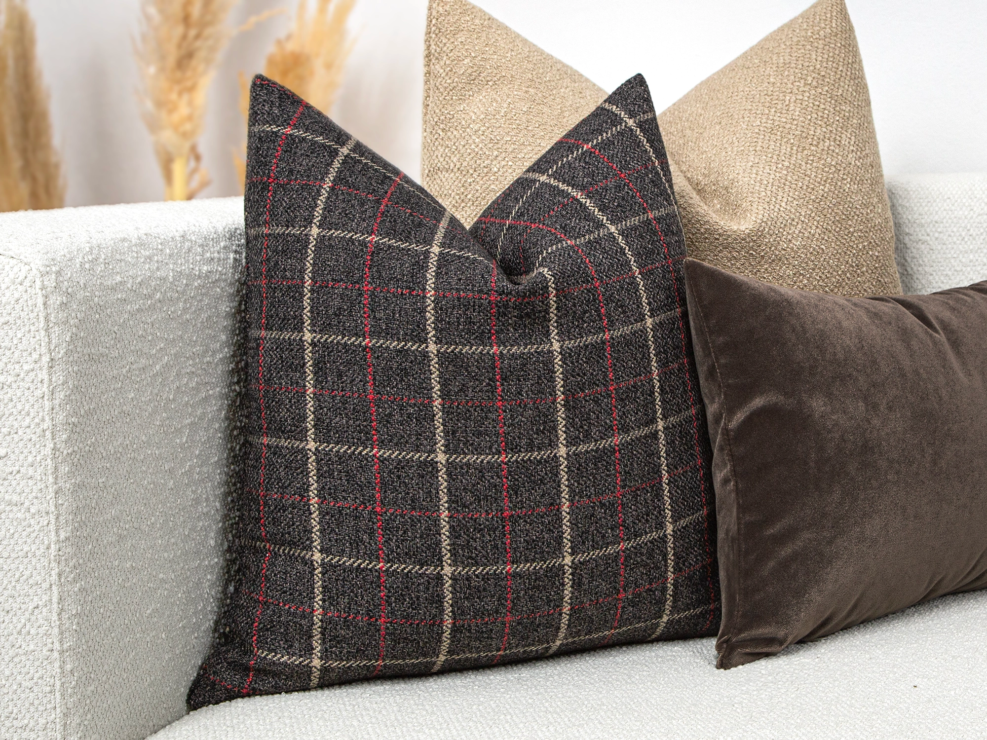 Charcoal Plaid Pillow Cover