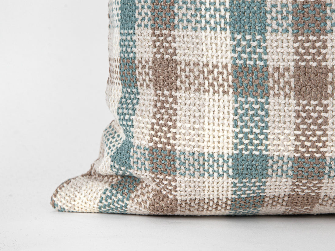 Teal Plaid Throw Pillow Cover