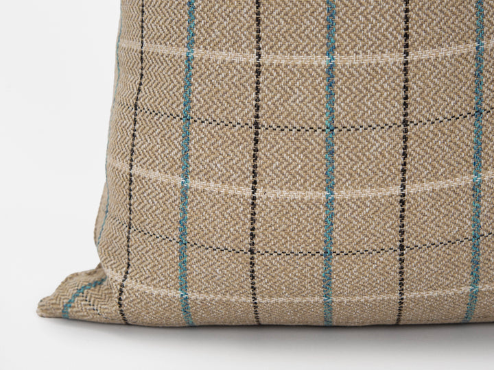 Beige Plaid Pillow Cover