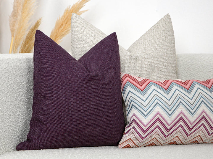 Purple Linen Pillow Cover