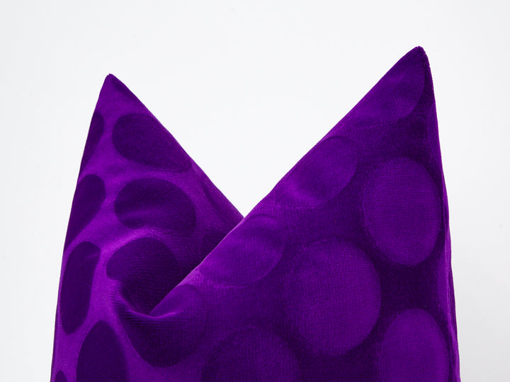 Purple Dotted Velvet Pillow Cover