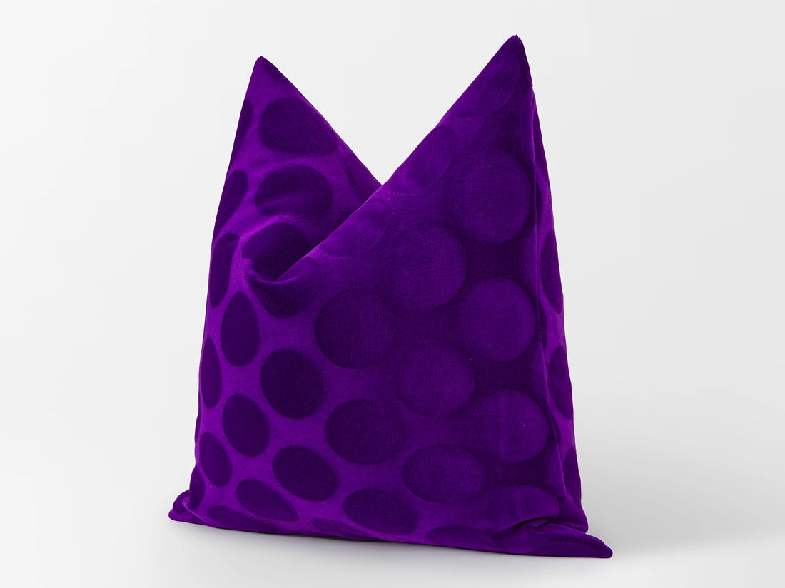 Purple Dotted Velvet Pillow Cover