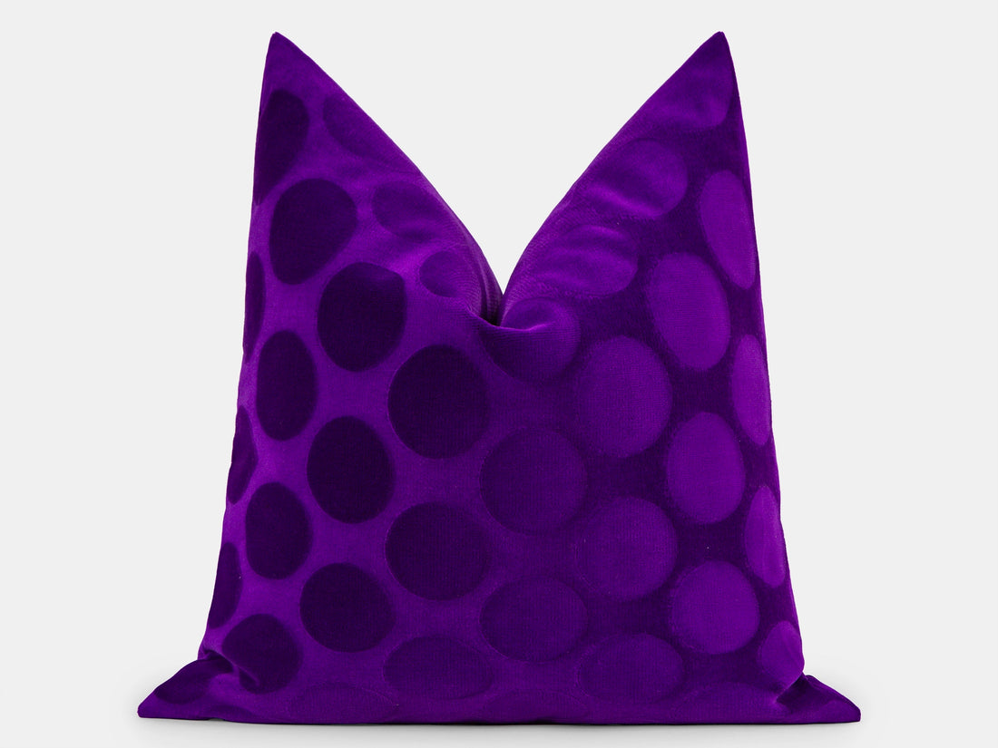 Purple Dotted Velvet Pillow Cover
