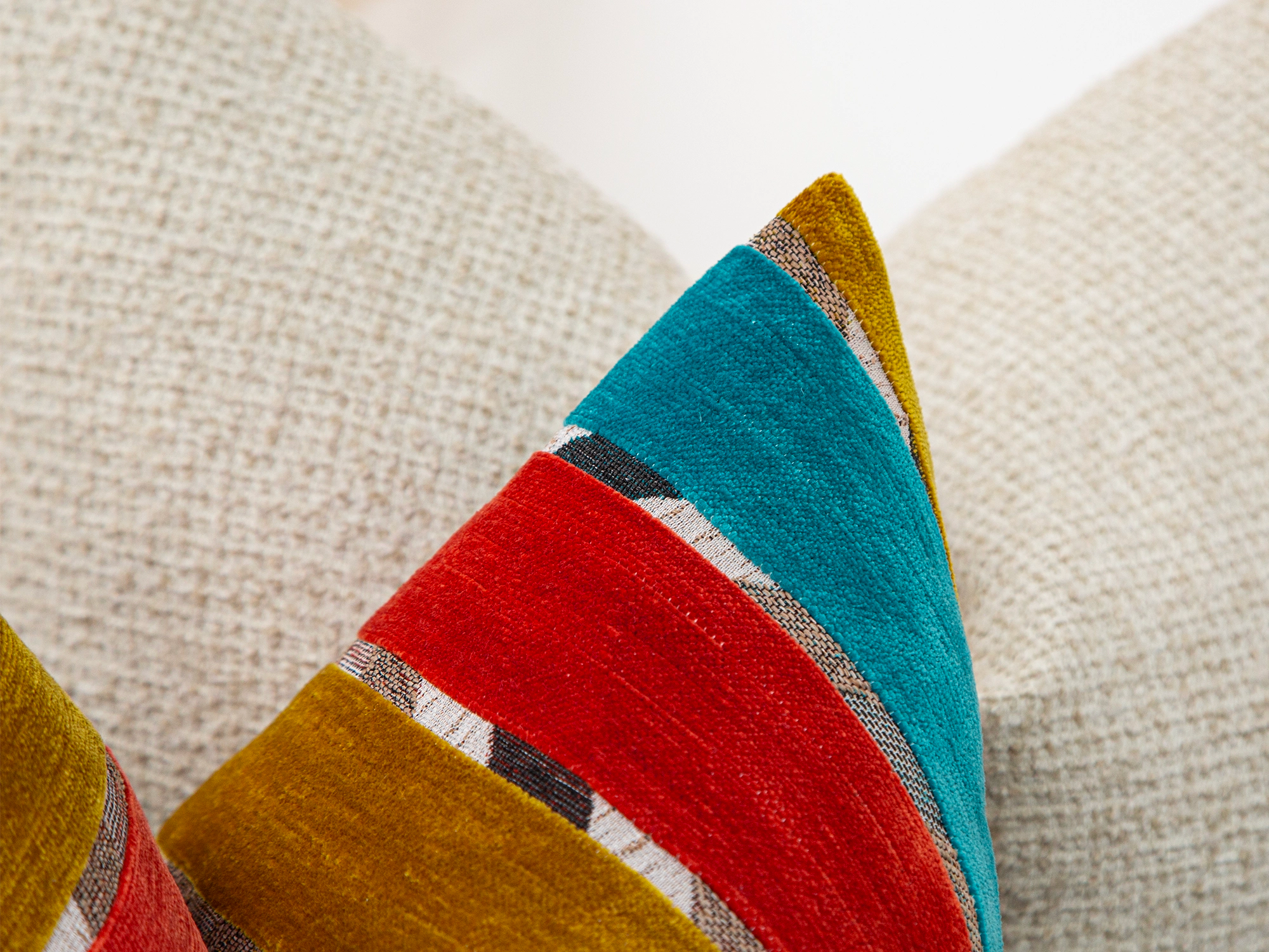 Red Blue Mid-Century Pillow Cover