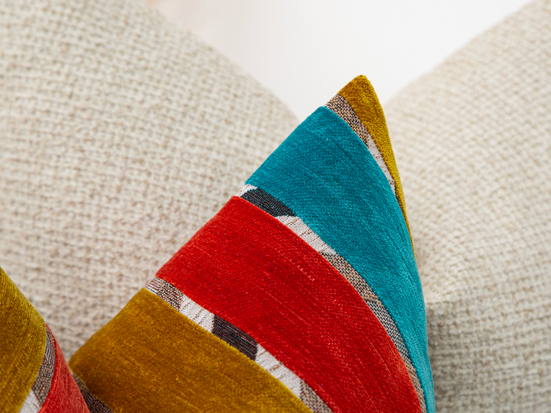 Red Blue Mid-Century Pillow Cover