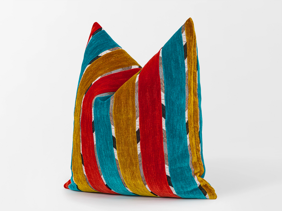 Red Blue Mid-Century Pillow Cover