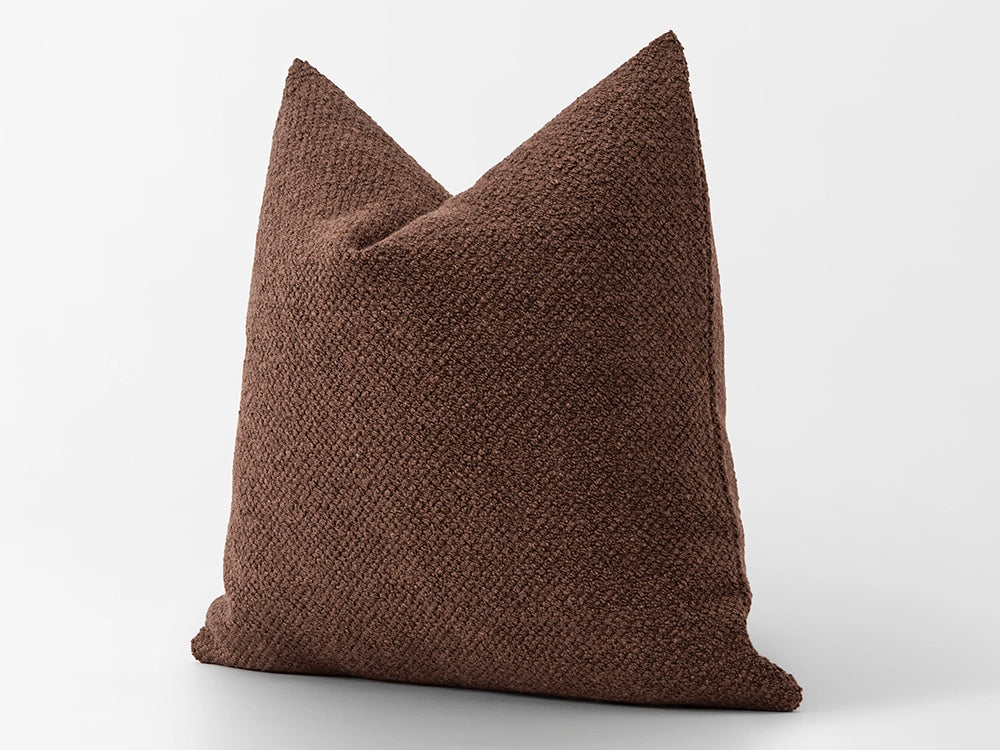 Dark Cognac Textured Pillow Cover