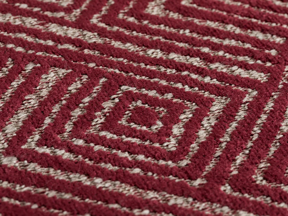 Red Geometric Upholstery Fabric – Nexus Diamond