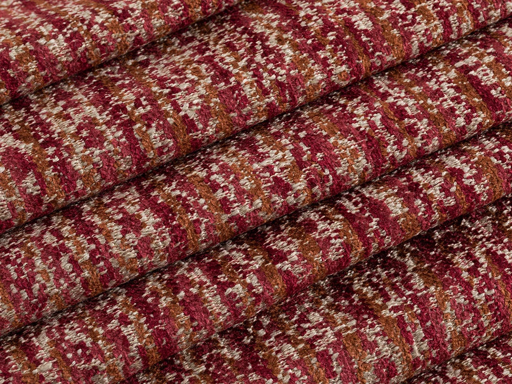 Red Textured Upholstery Fabric - Nexus Pulse