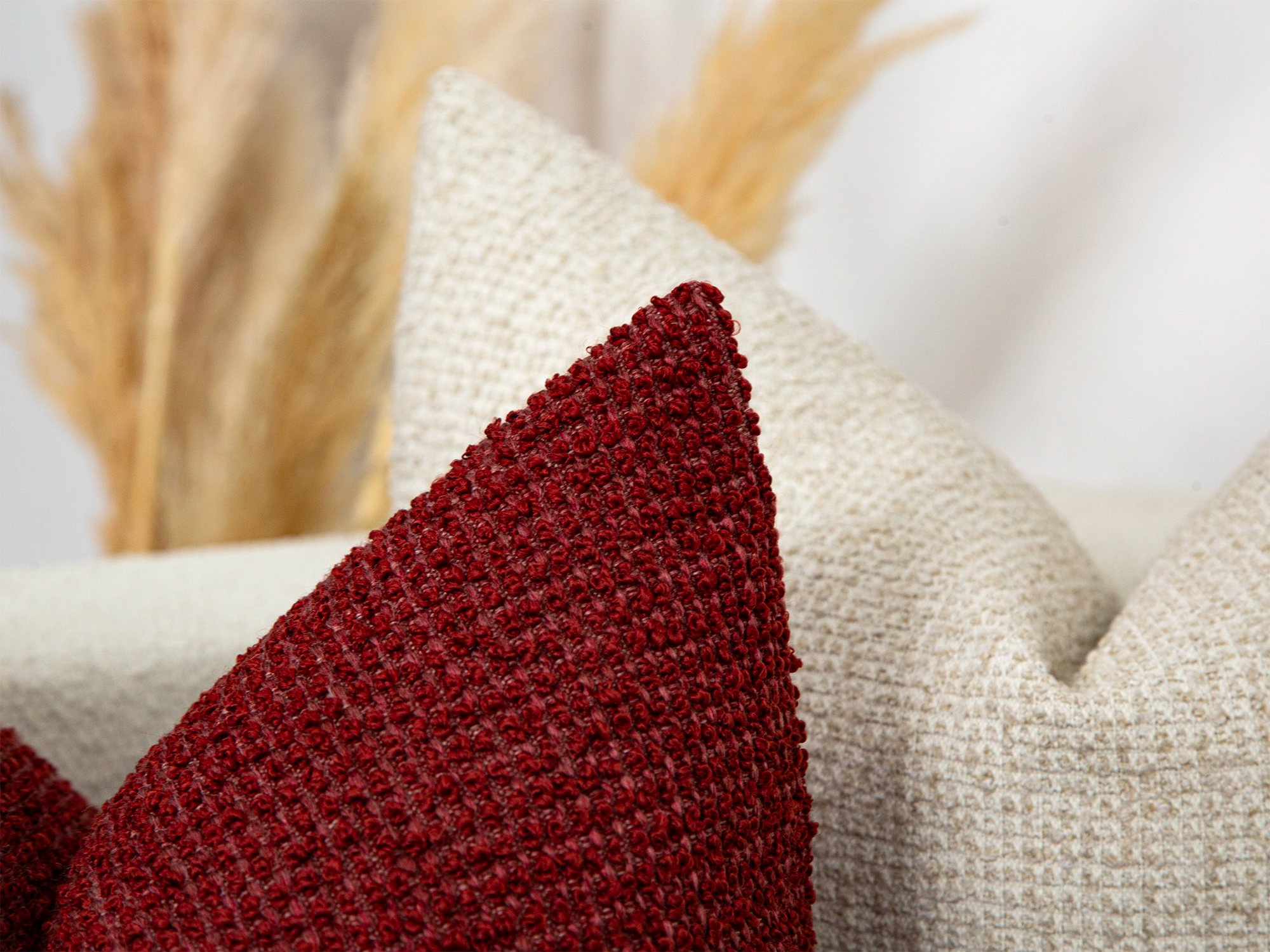 Claret Red Textured Pillow Cover