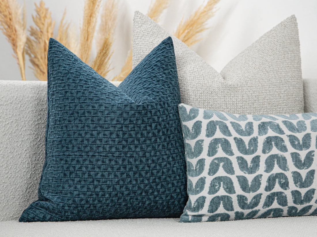 Dark Teal Textured Lattice Pillow Cover – Relief