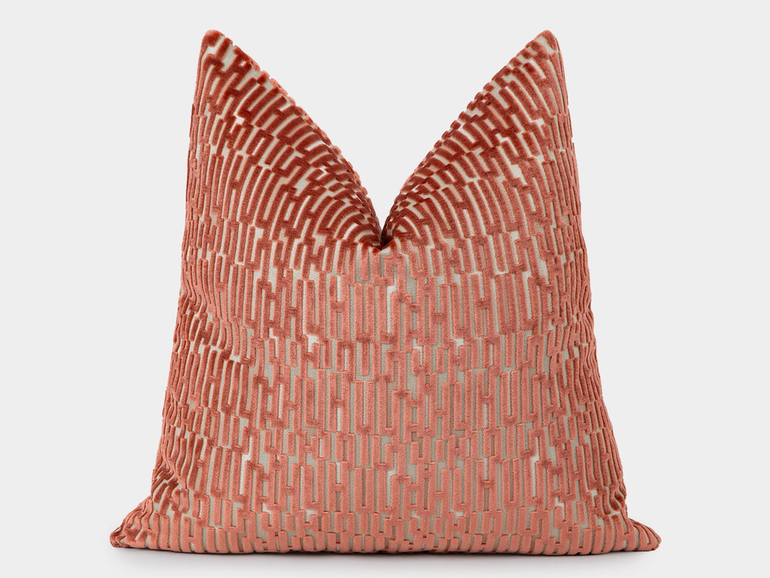 Rose Pink Cut Velvet Pillow Cover