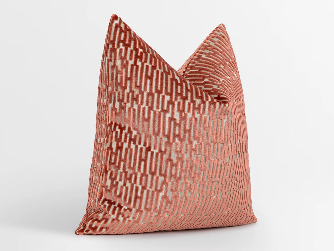 Rose Pink Cut Velvet Pillow Cover