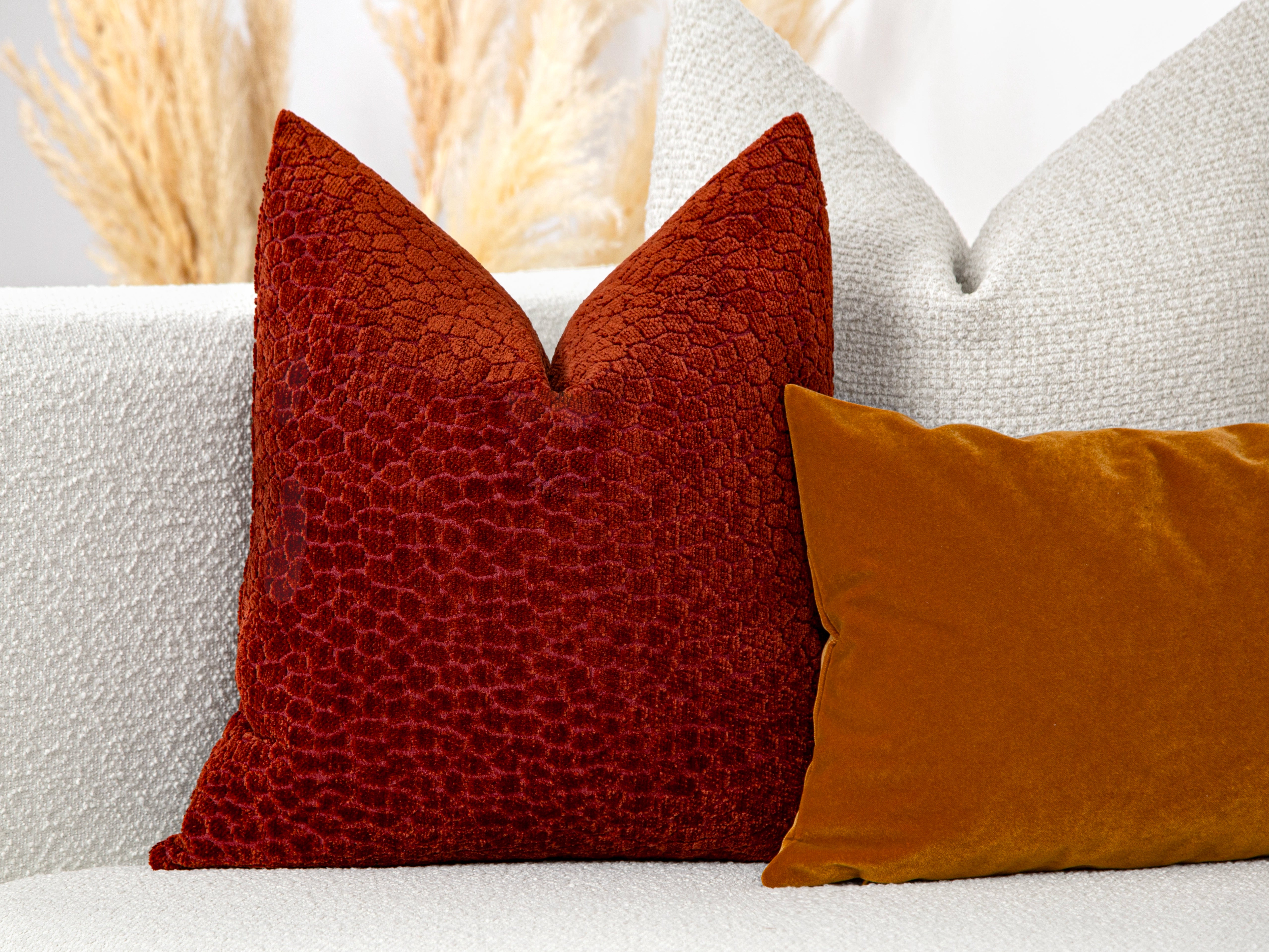 Rust Leopard Textured Pillow Cover