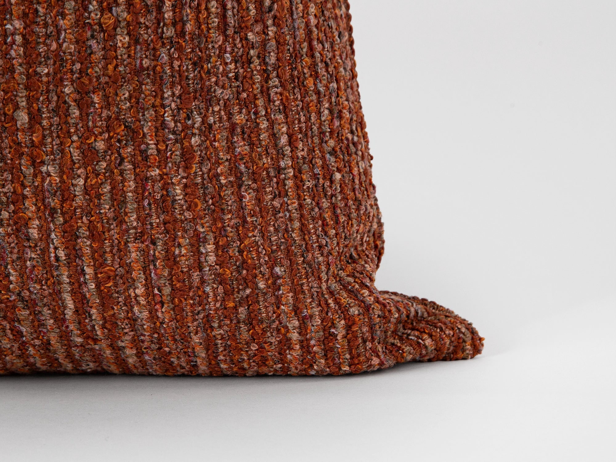 Rust Boucle Ribbed Pillow Cover