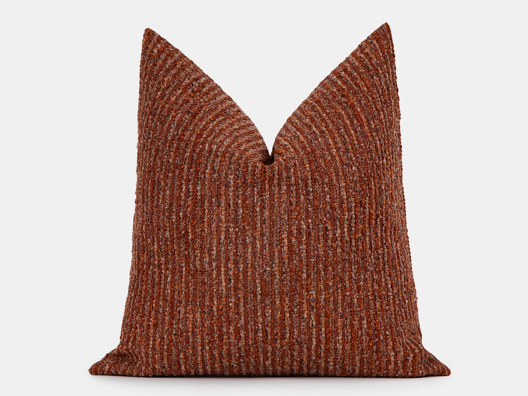 Rust Boucle Ribbed Pillow Cover