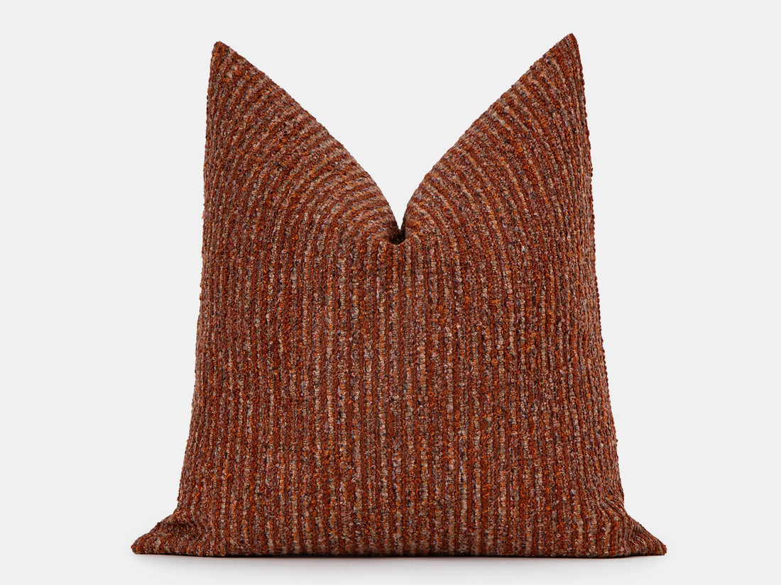Rust Boucle Ribbed Pillow Cover