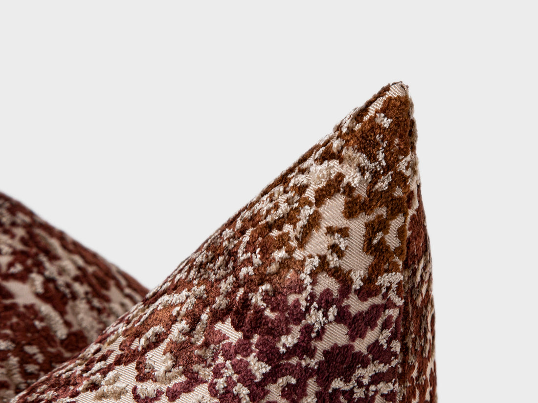 Rust Brown Cut Velvet Pillow Cover
