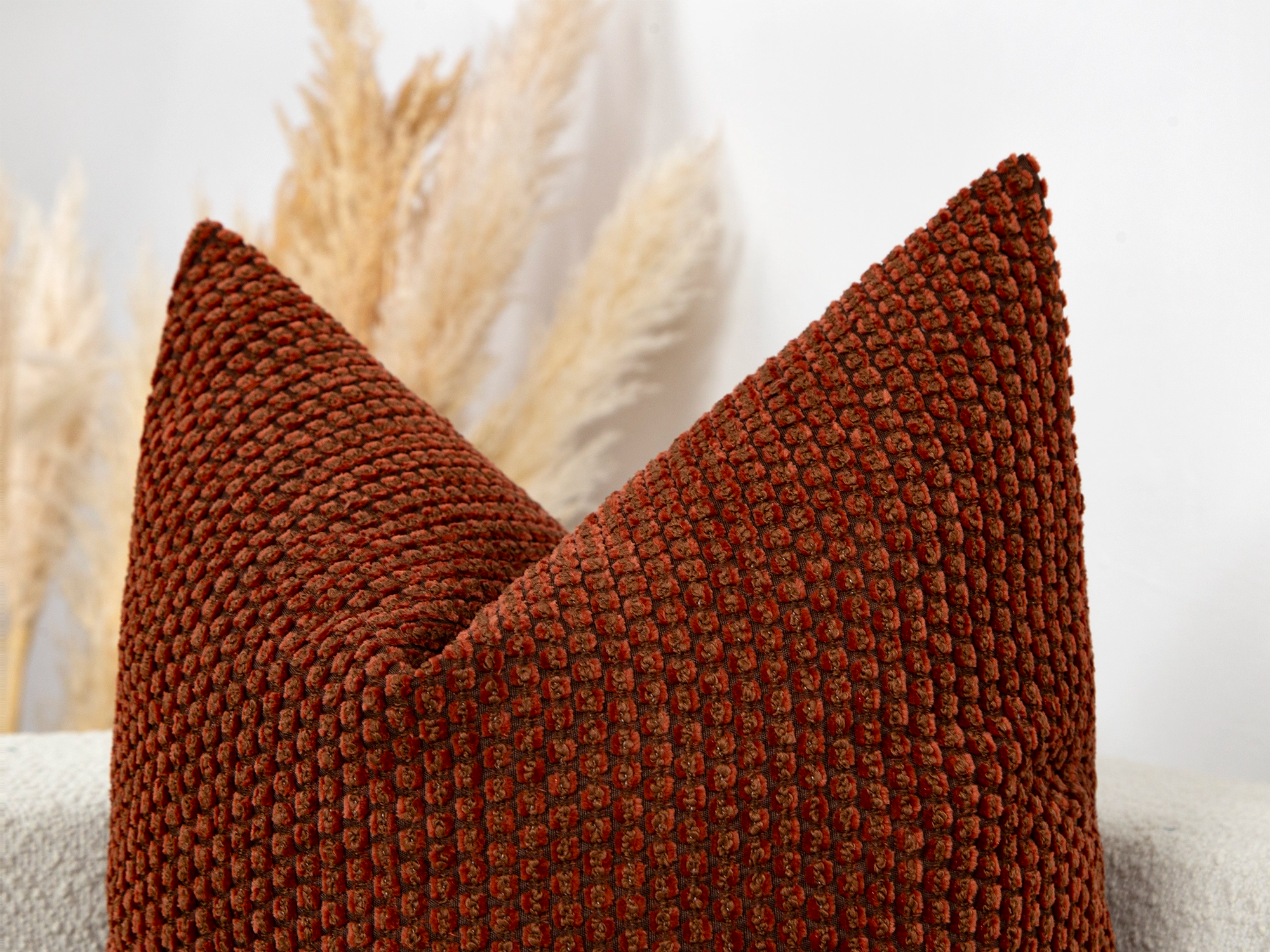 Rust Dotted Textured Pillow Cover