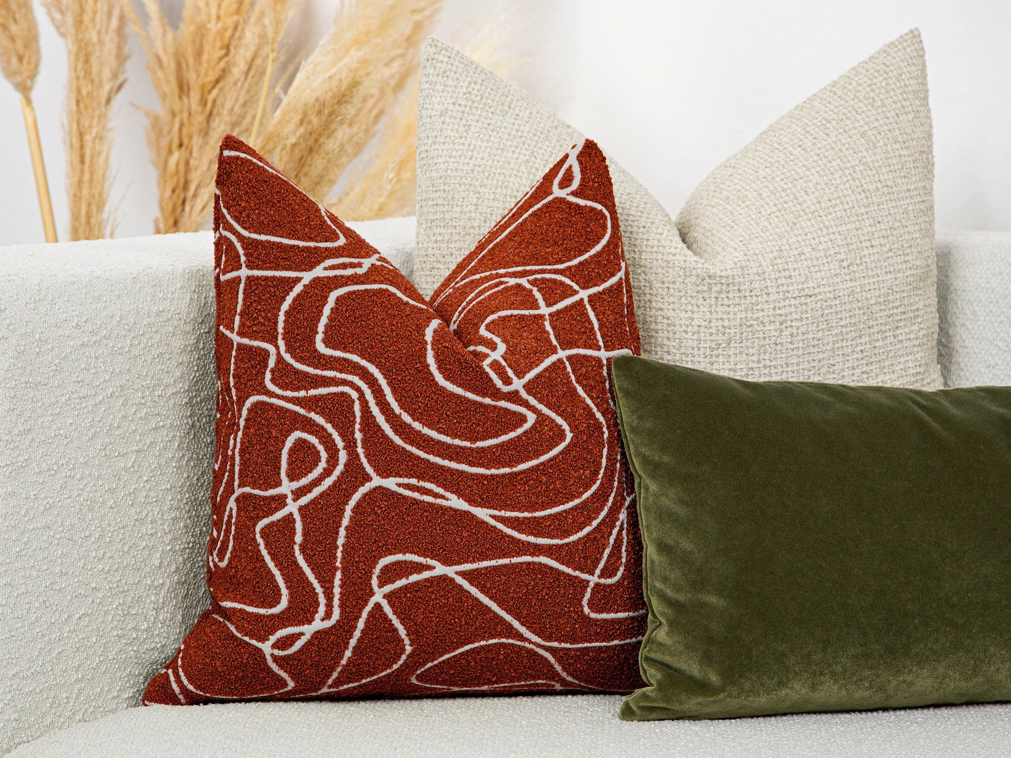 Rust Abstract Line Pillow Cover - Contour