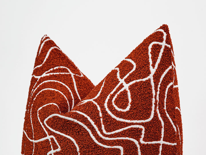 Rust Abstract Line Pillow Cover - Contour