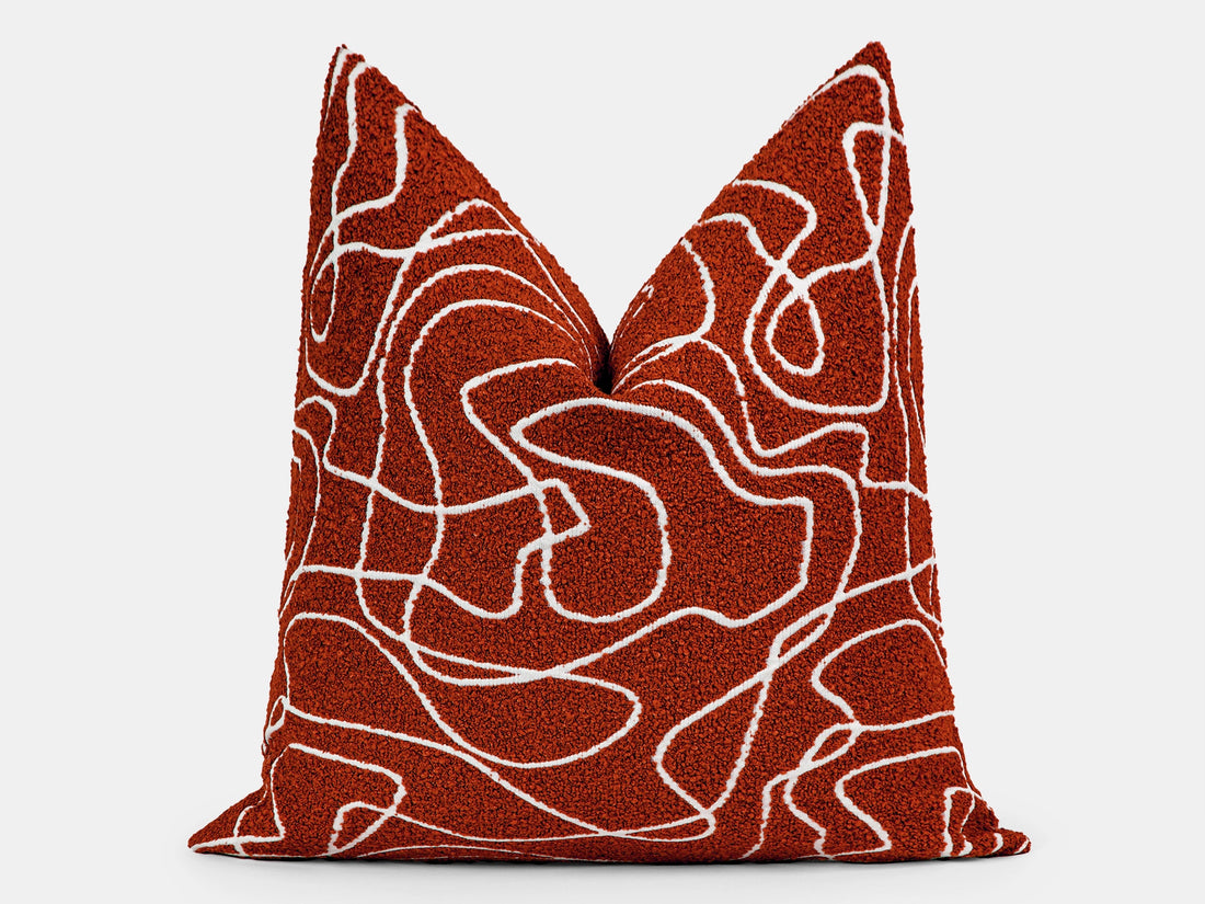 Rust Abstract Line Pillow Cover - Contour