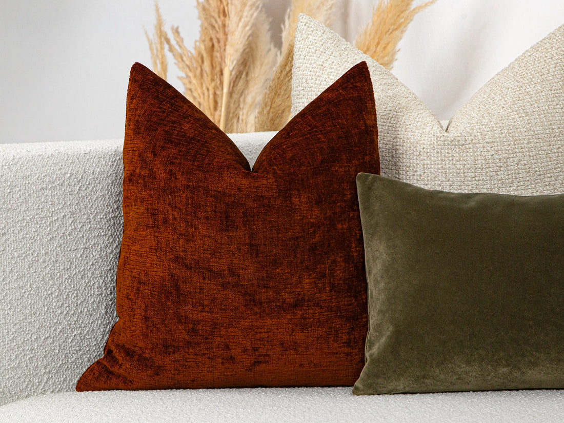 Rust Textured Throw Pillow Cover