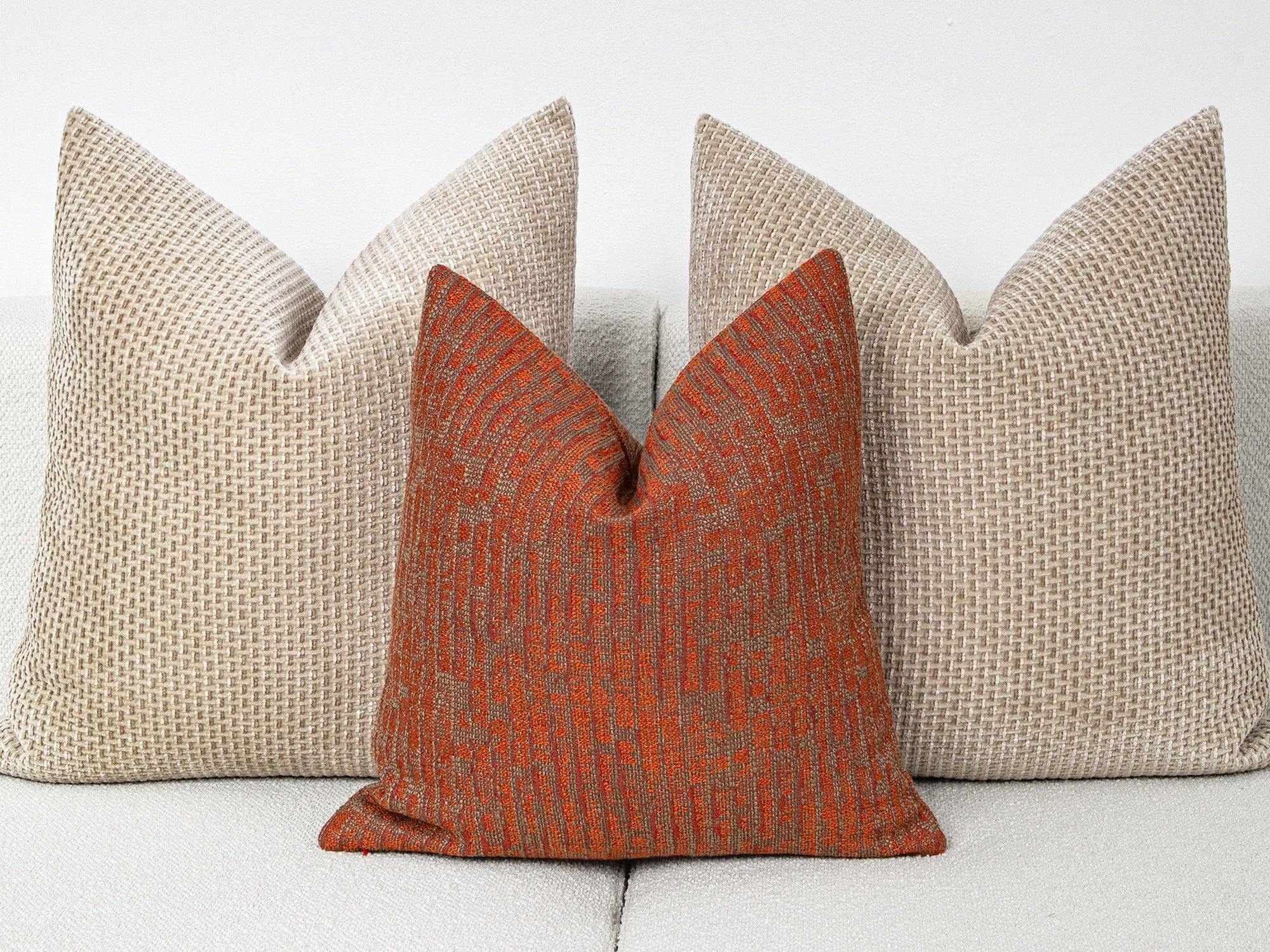 Brick Colored Woven Pillow Cover