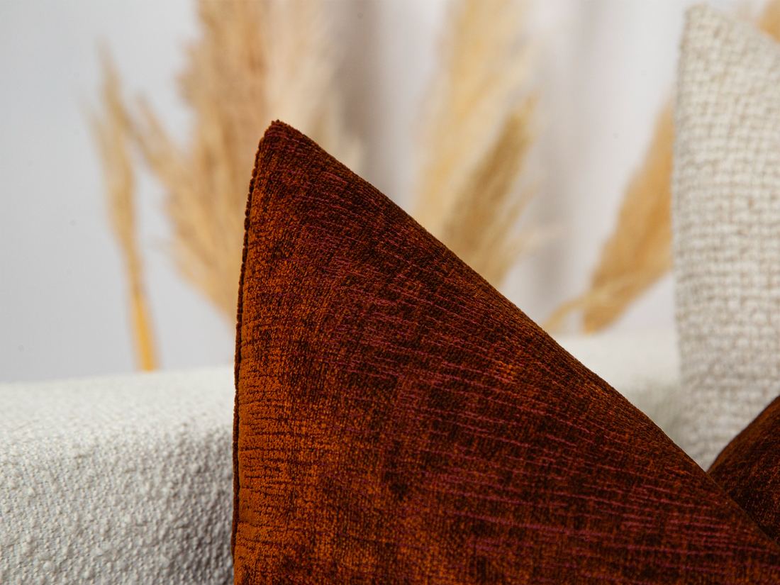 Rust Textured Throw Pillow Cover
