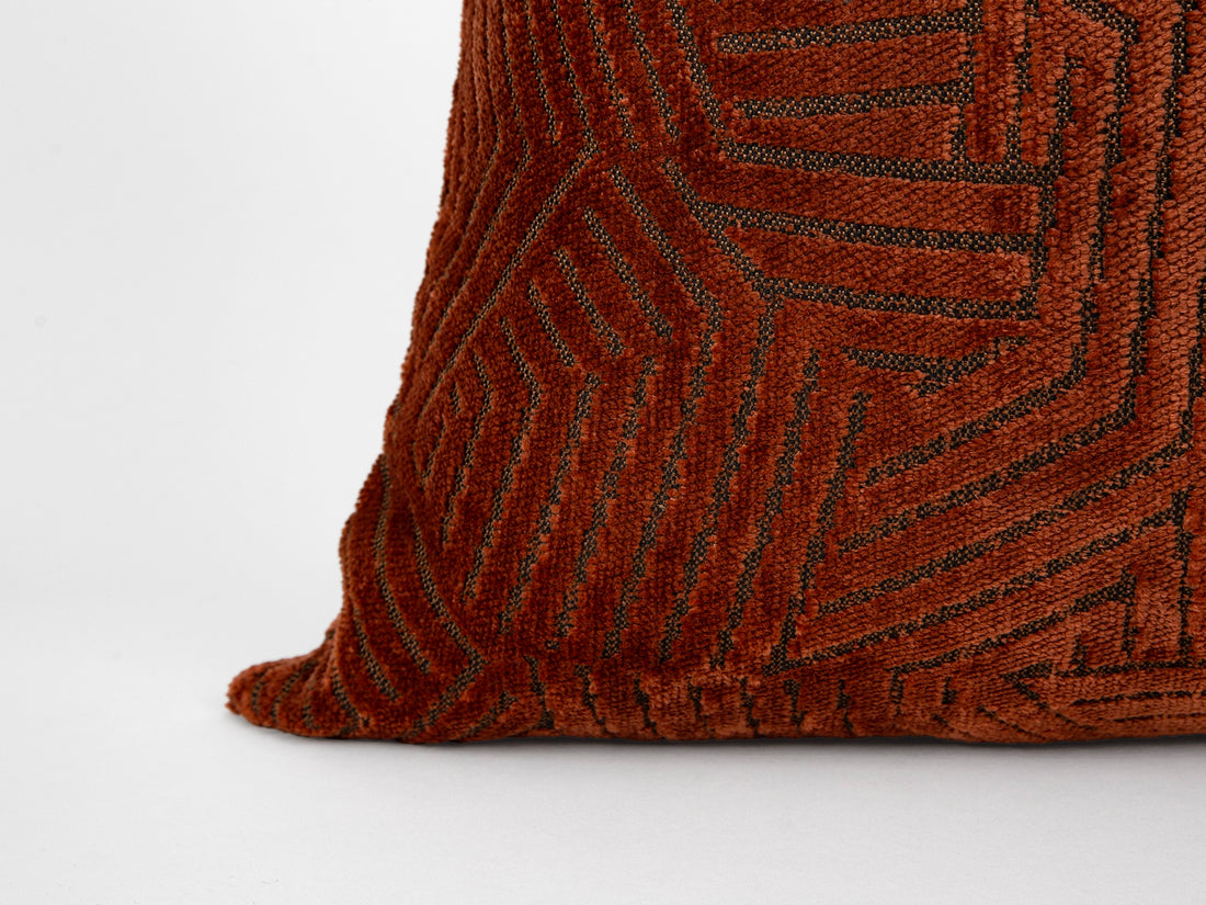 Rust Geometric Textured Pillow Cover